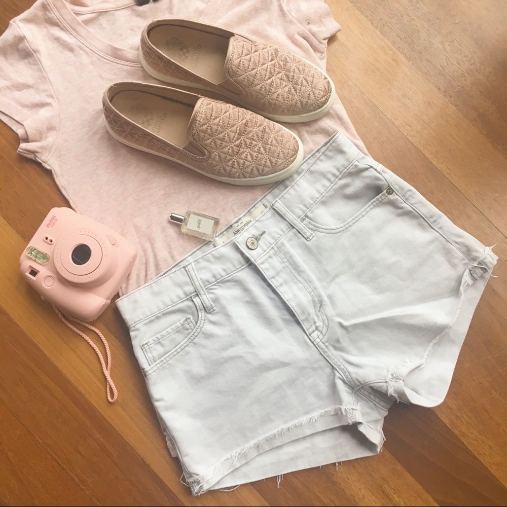 A&F High Waisted Denim Shorts Gray